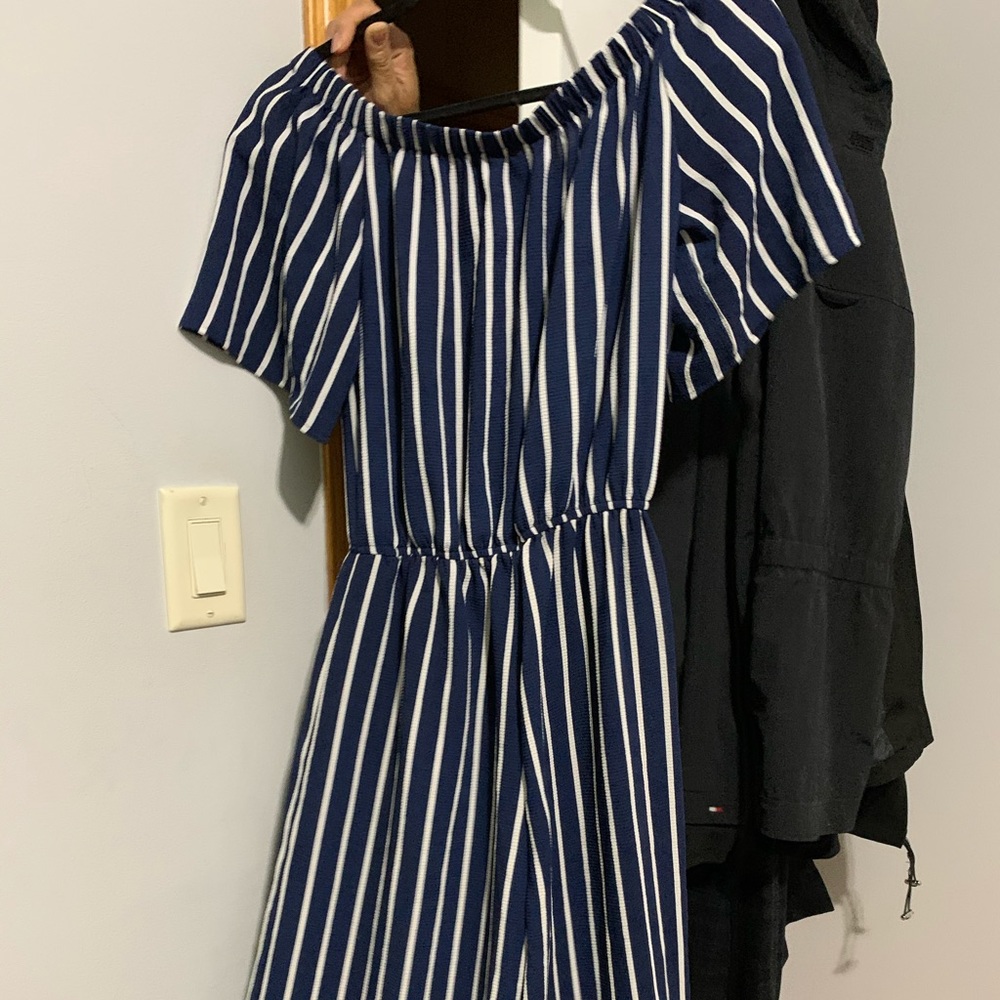Off the Shoulder Urban Planet Striped Jumpsuit